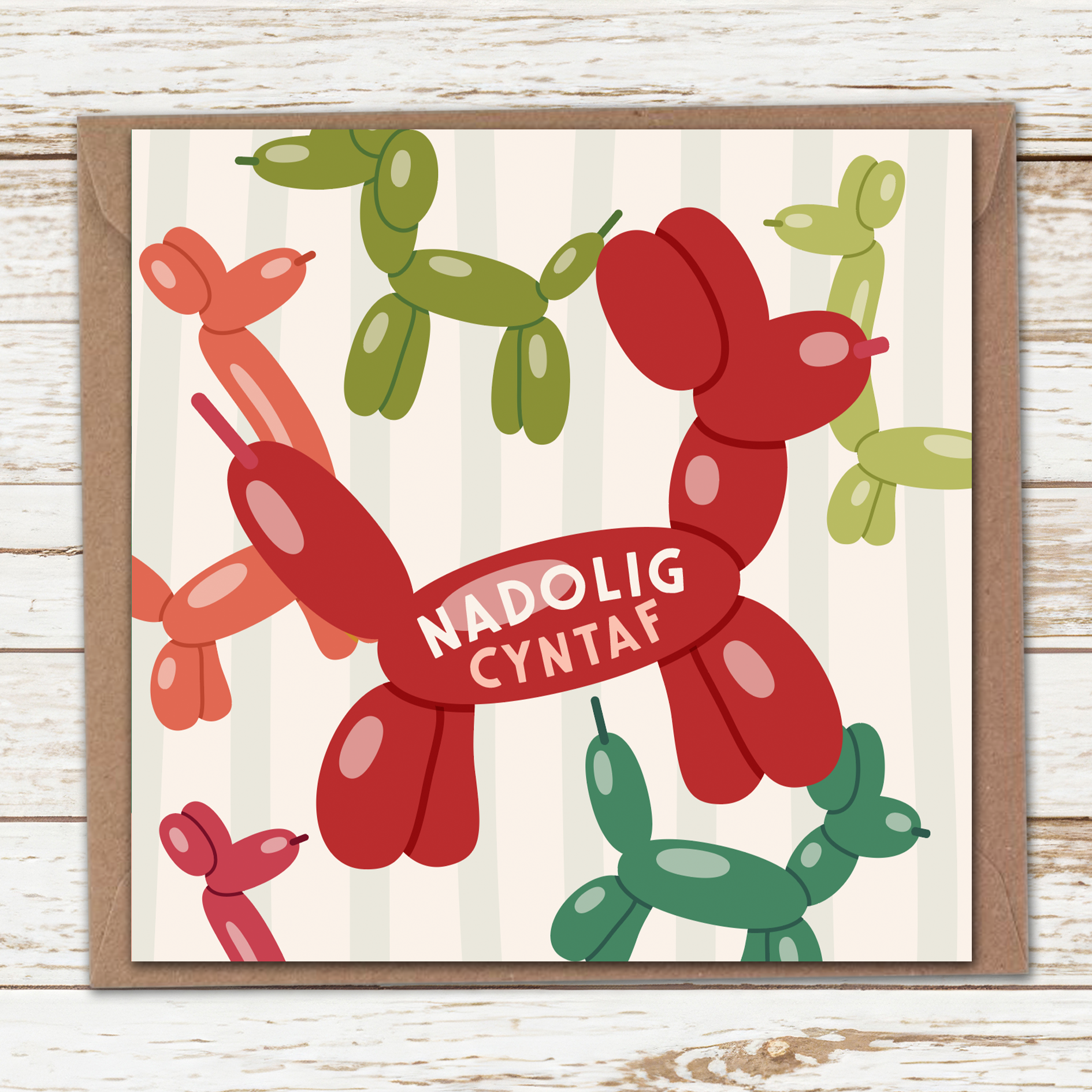 Christmas balloons card