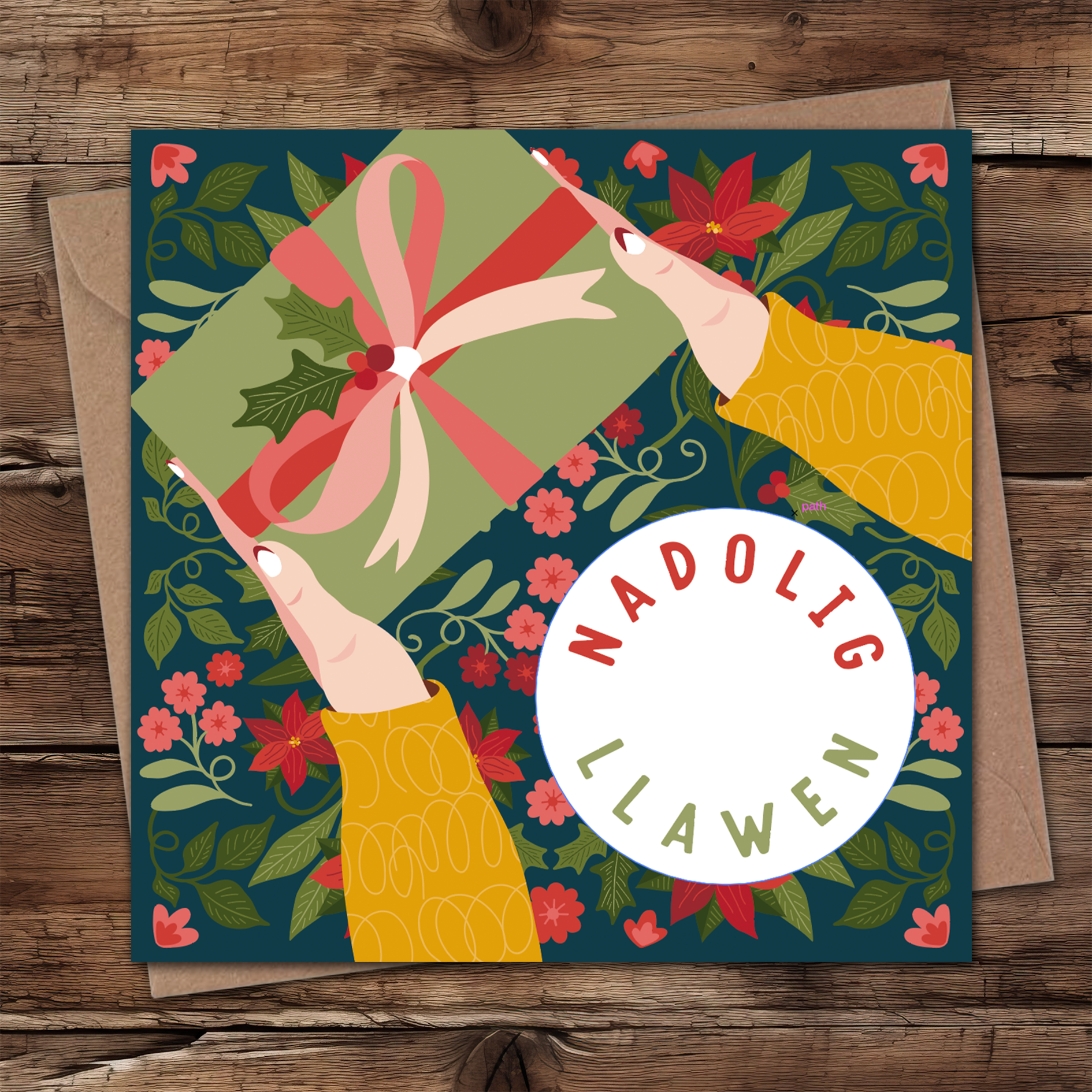 Christmas gift Welsh Christmas card
