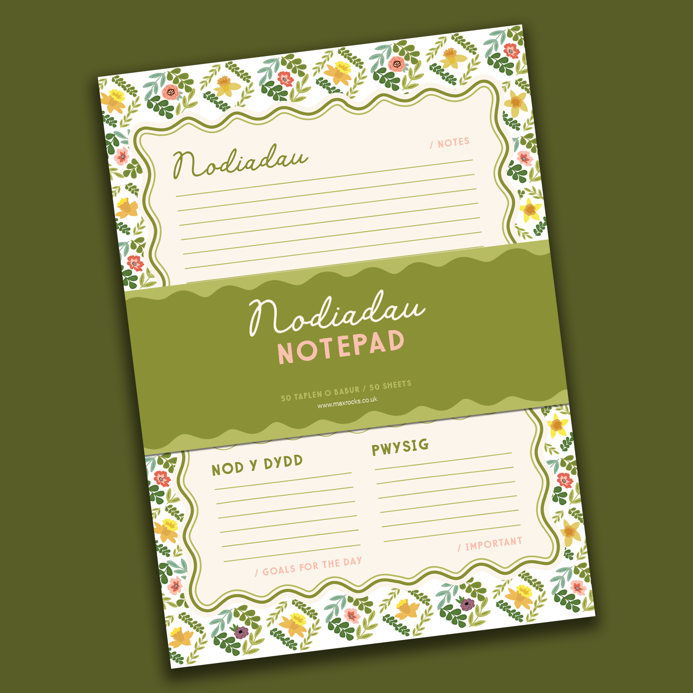 Nodiadau Pob Dydd / Everyday Notepad / Welsh Blooms