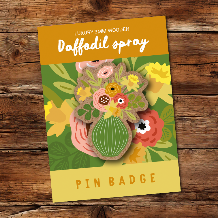 Daffodil spray Pin badge