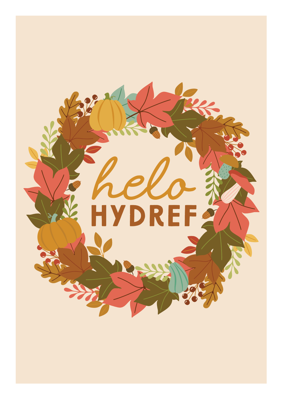 Hydref Wreath A4 Print