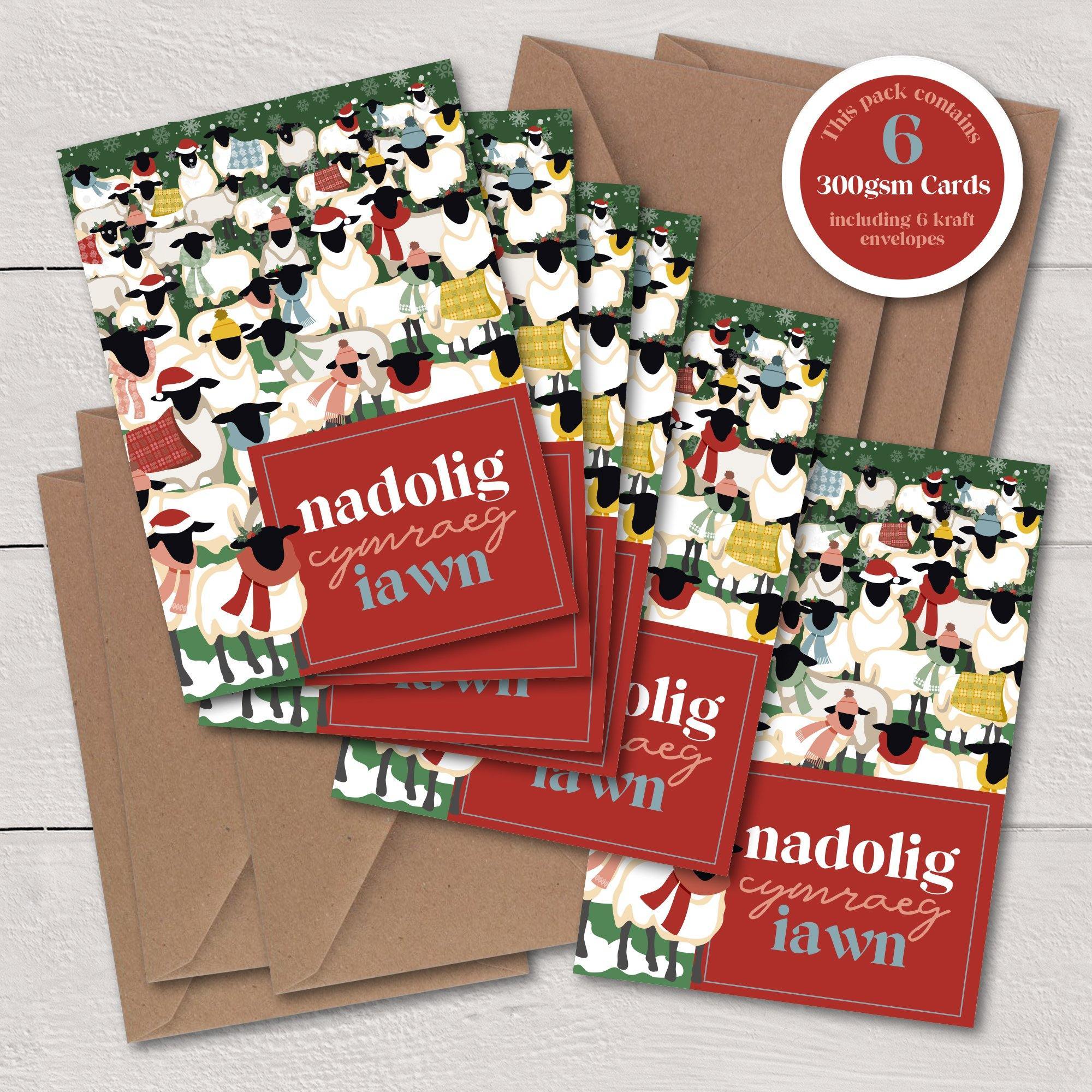 Nadolig Cymraeg Iawn Sheep / A Very Welsh Christmas - A6 Luxury Card Pack - Max Rocks