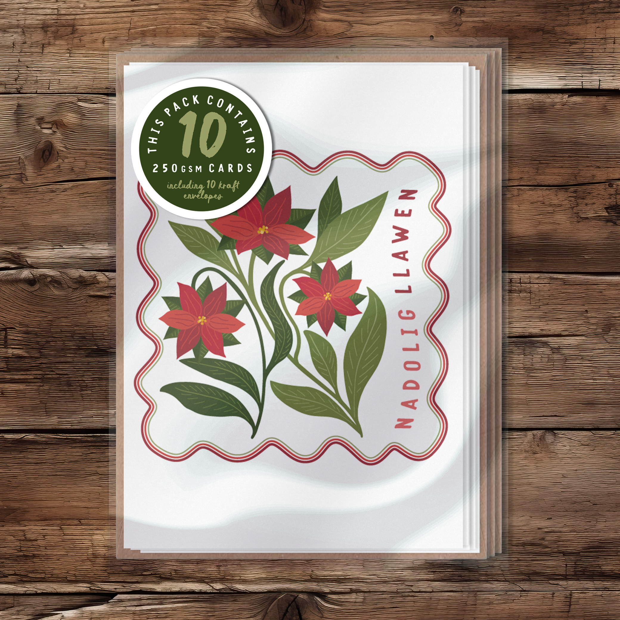 Poinsettia trio A7 Card Pack