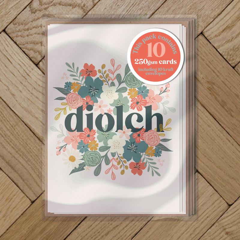 Diolch posie A7 card Pack