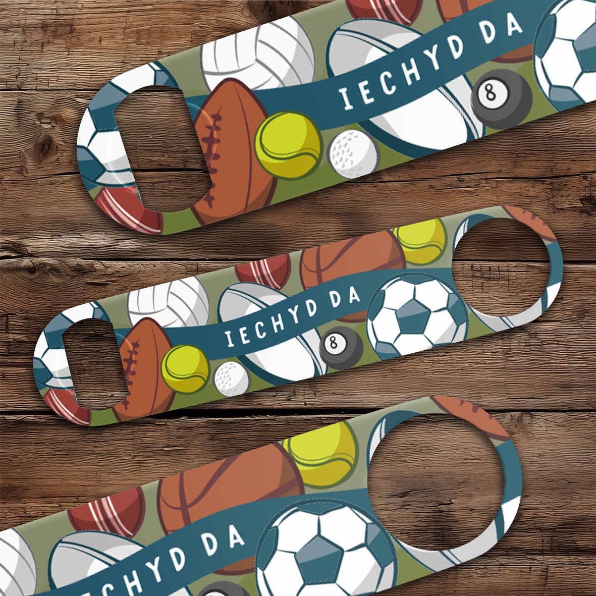 Iechyd da Ball Sports bottle opener