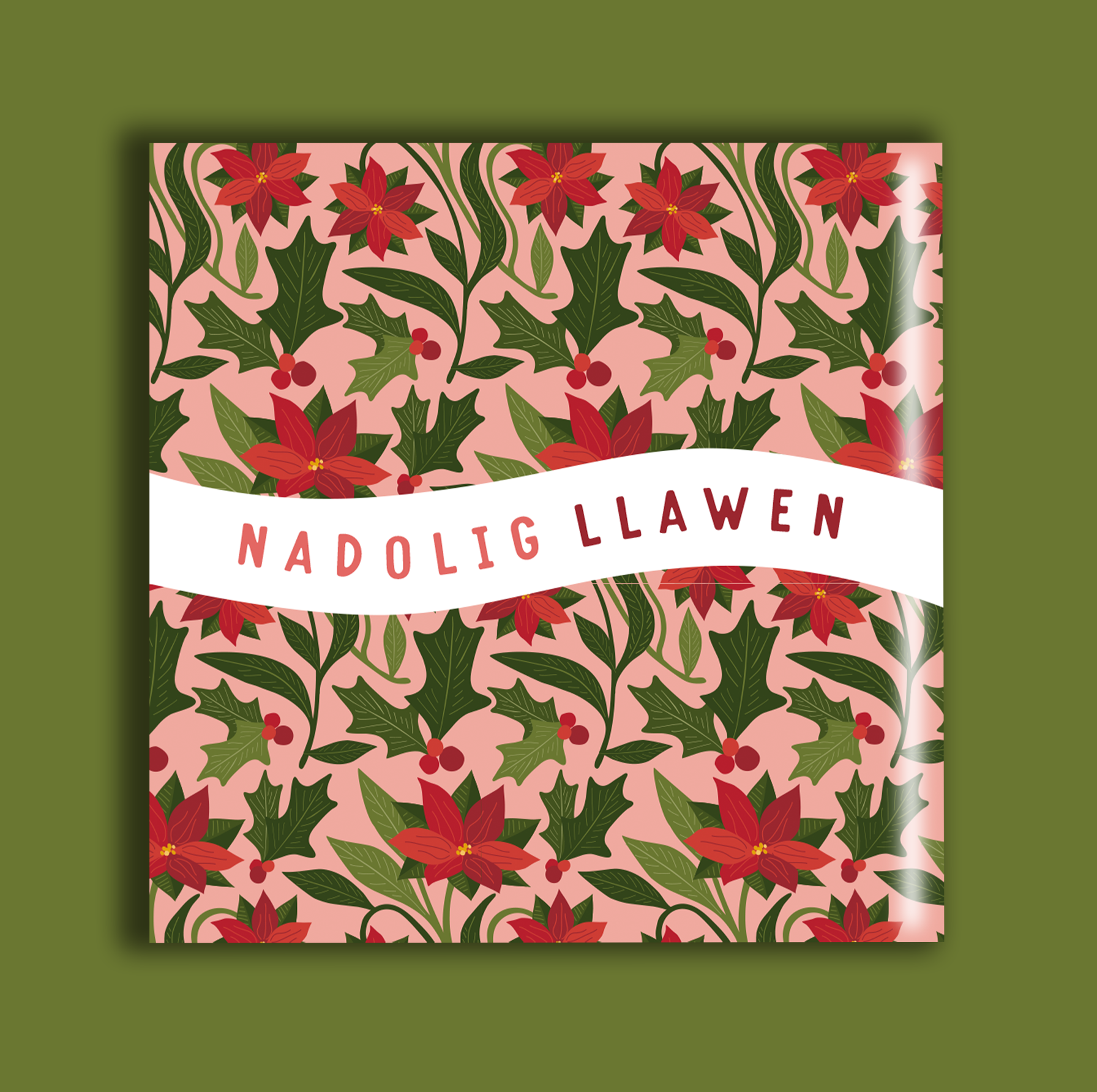 Poinsettia and holly coaster