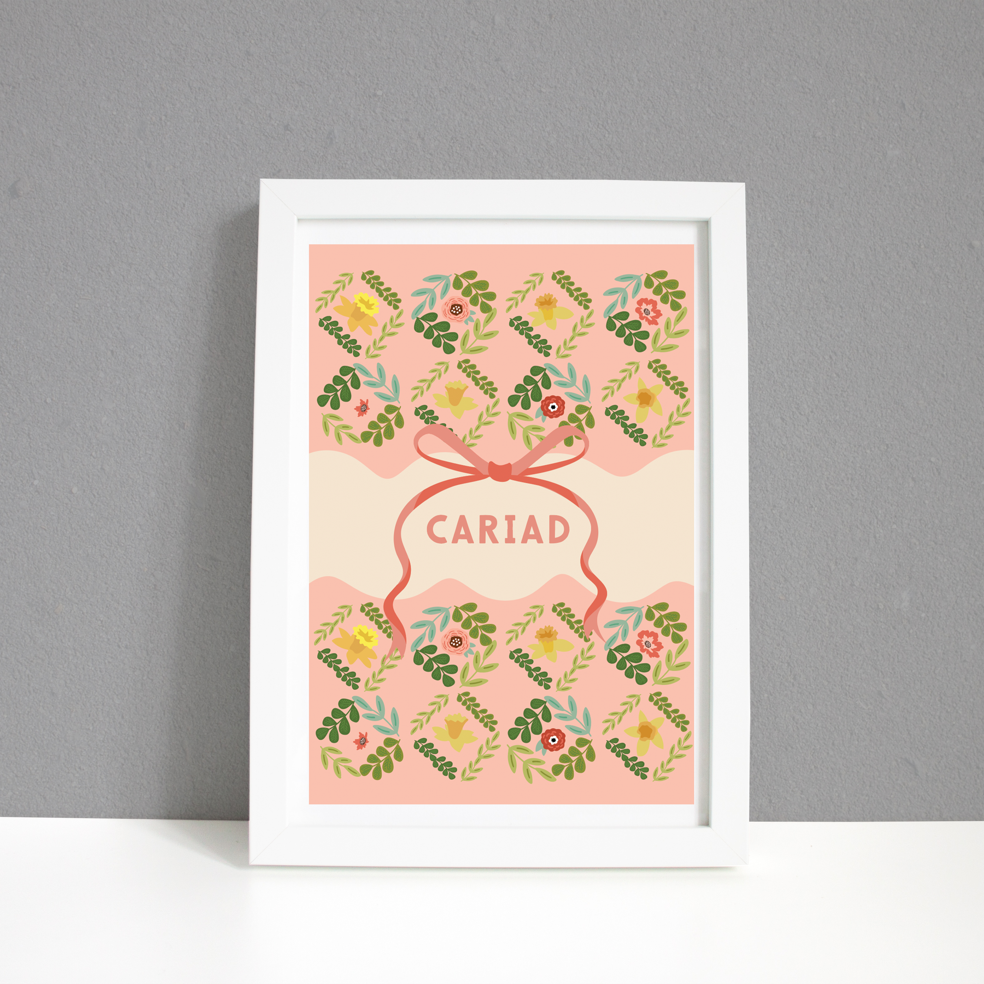 Cariad Blooms Wall Art A4 Print / FRAMED AND UNFRAMED