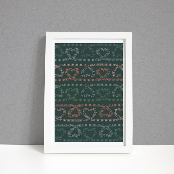 Celtic Hearts A4 Print / FRAMED AND UNFRAMED