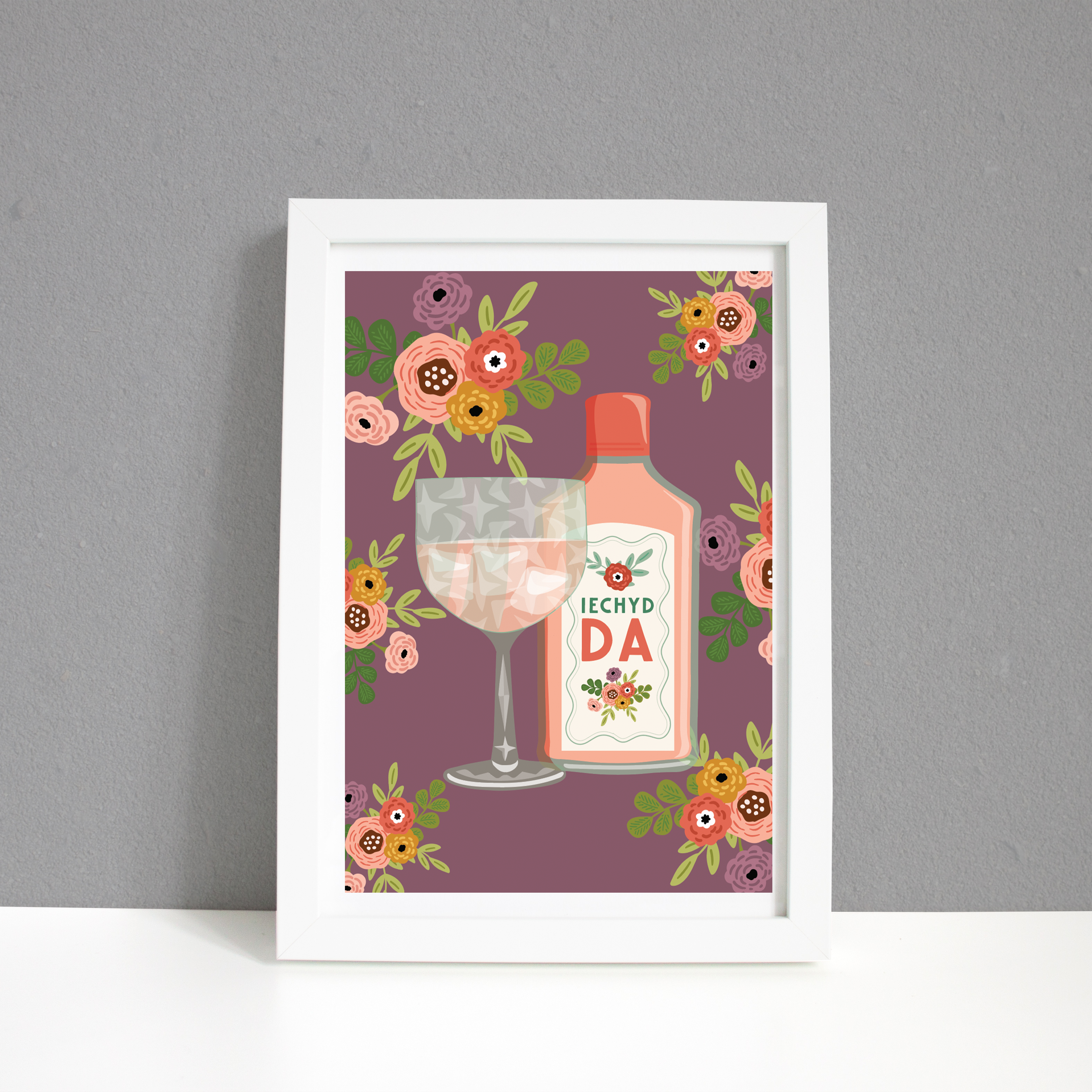 Cheers pink Wall Art A4 Print / FRAMED AND UNFRAMED