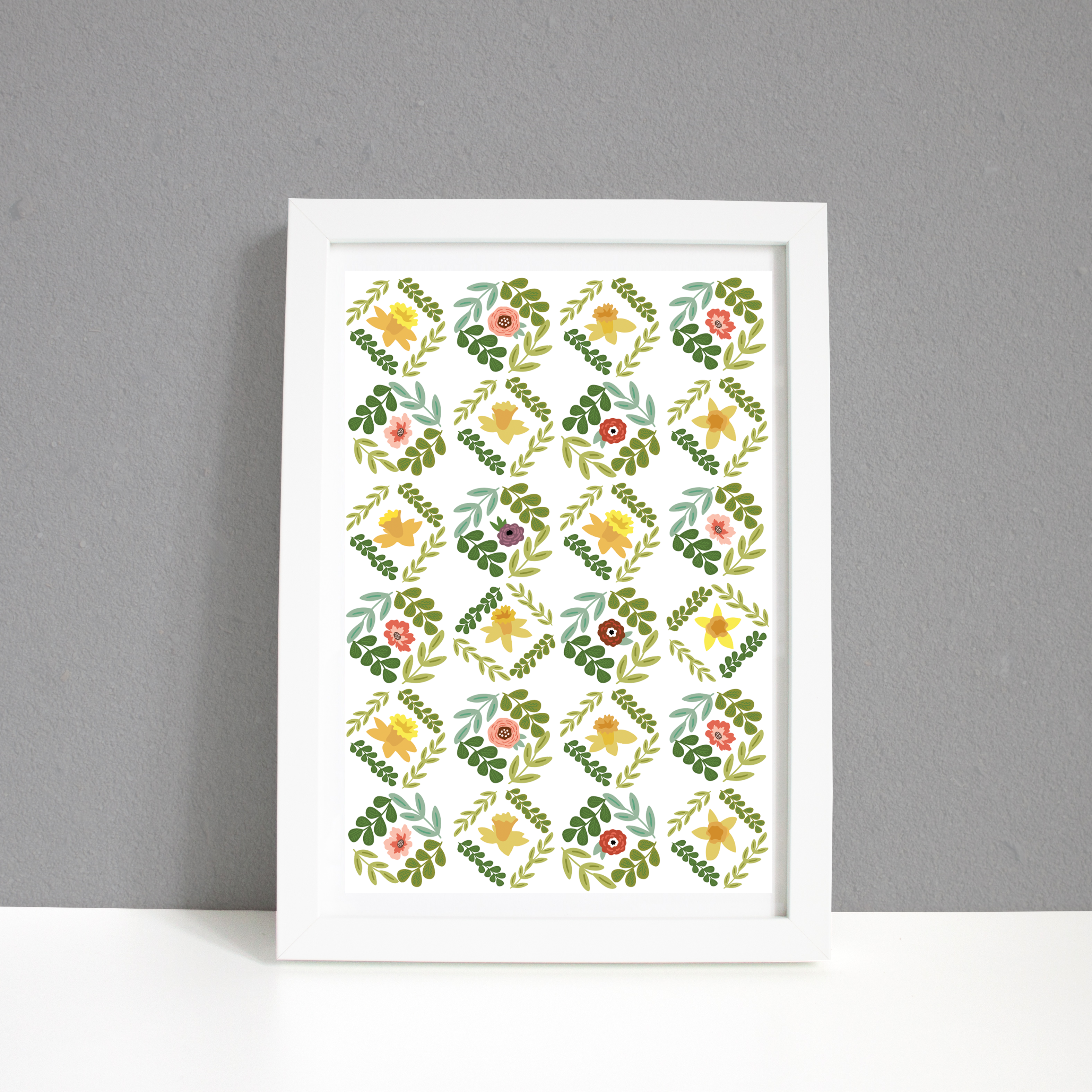 Daffodil diamonds A4 Print / FRAMED AND UNFRAMED