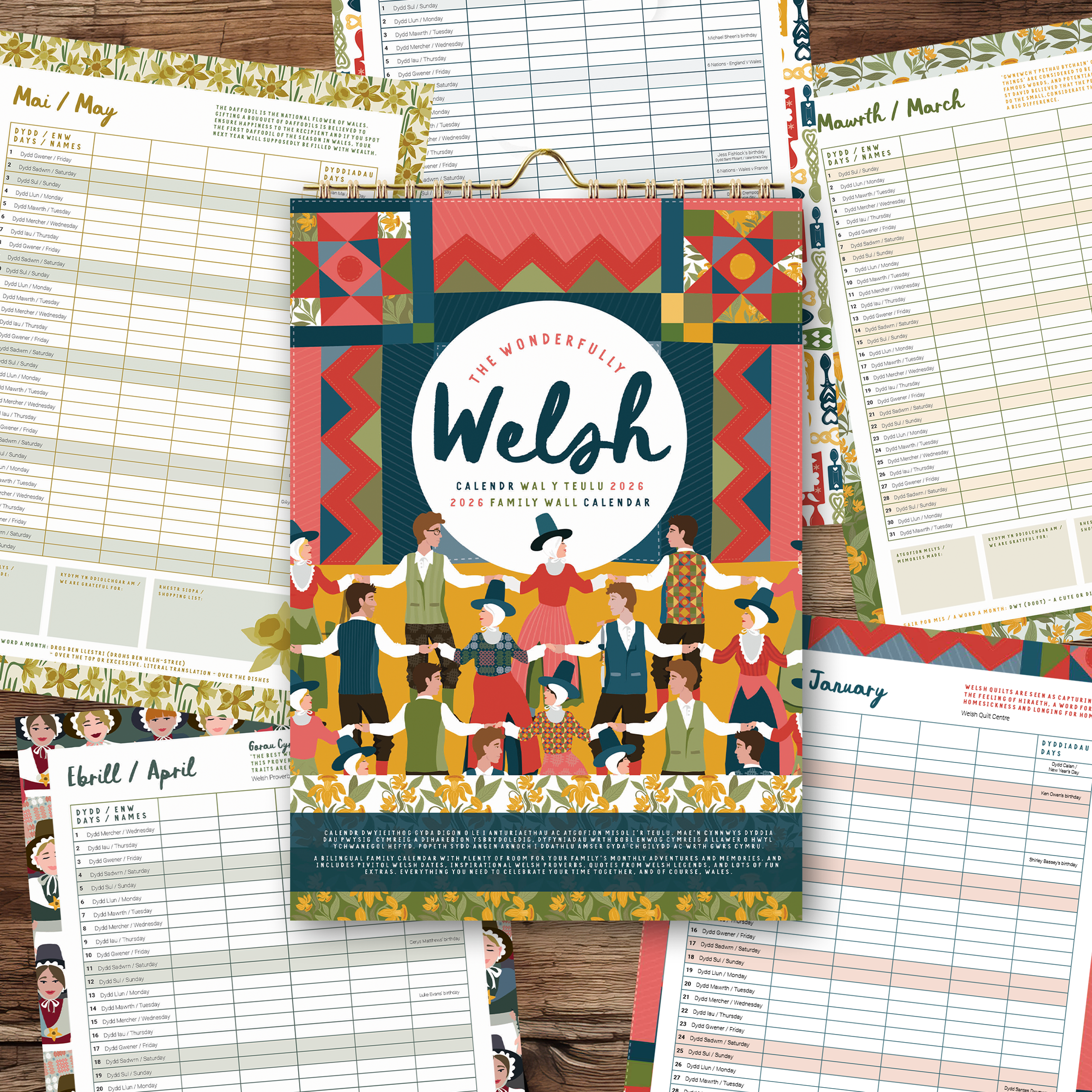 Calendr Wal y Teulu 2026 / 2026 Family Wall Calendar