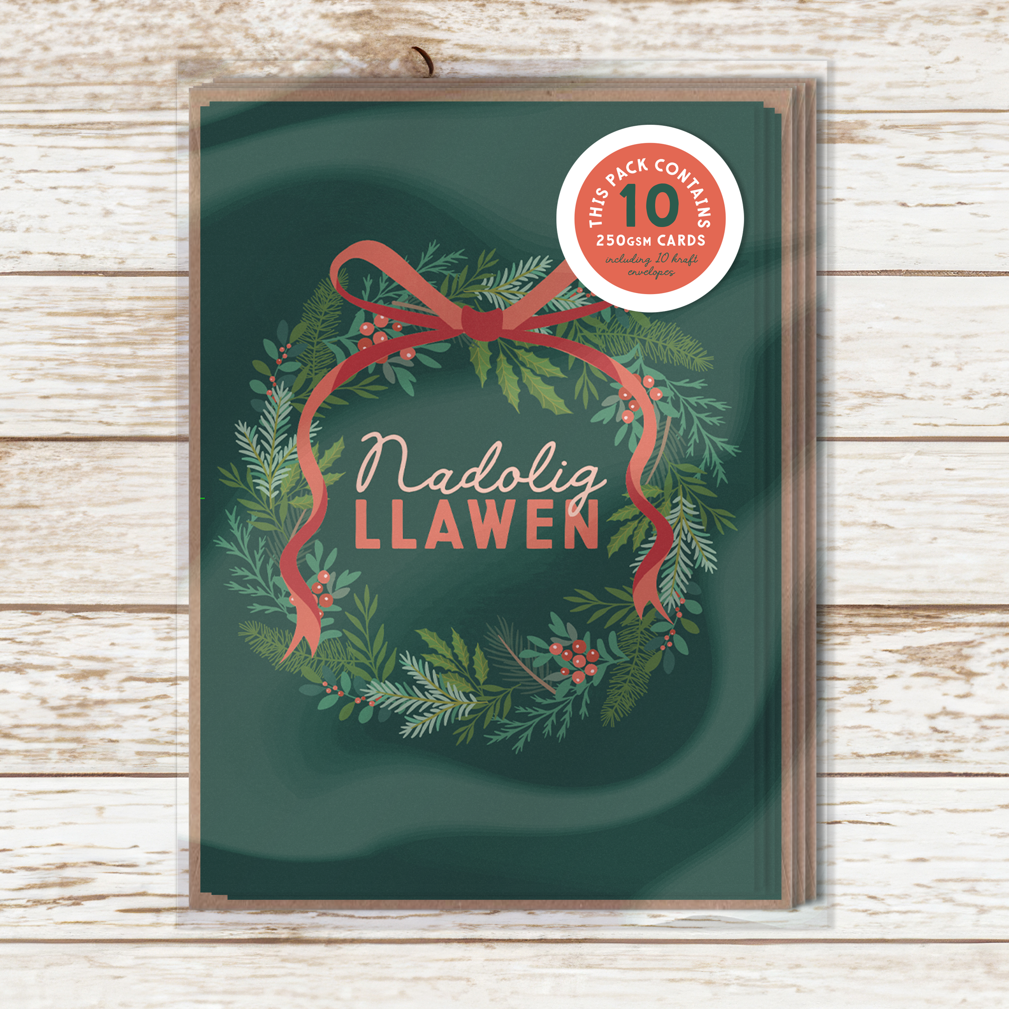 Poinsettia wreath A7 card pack