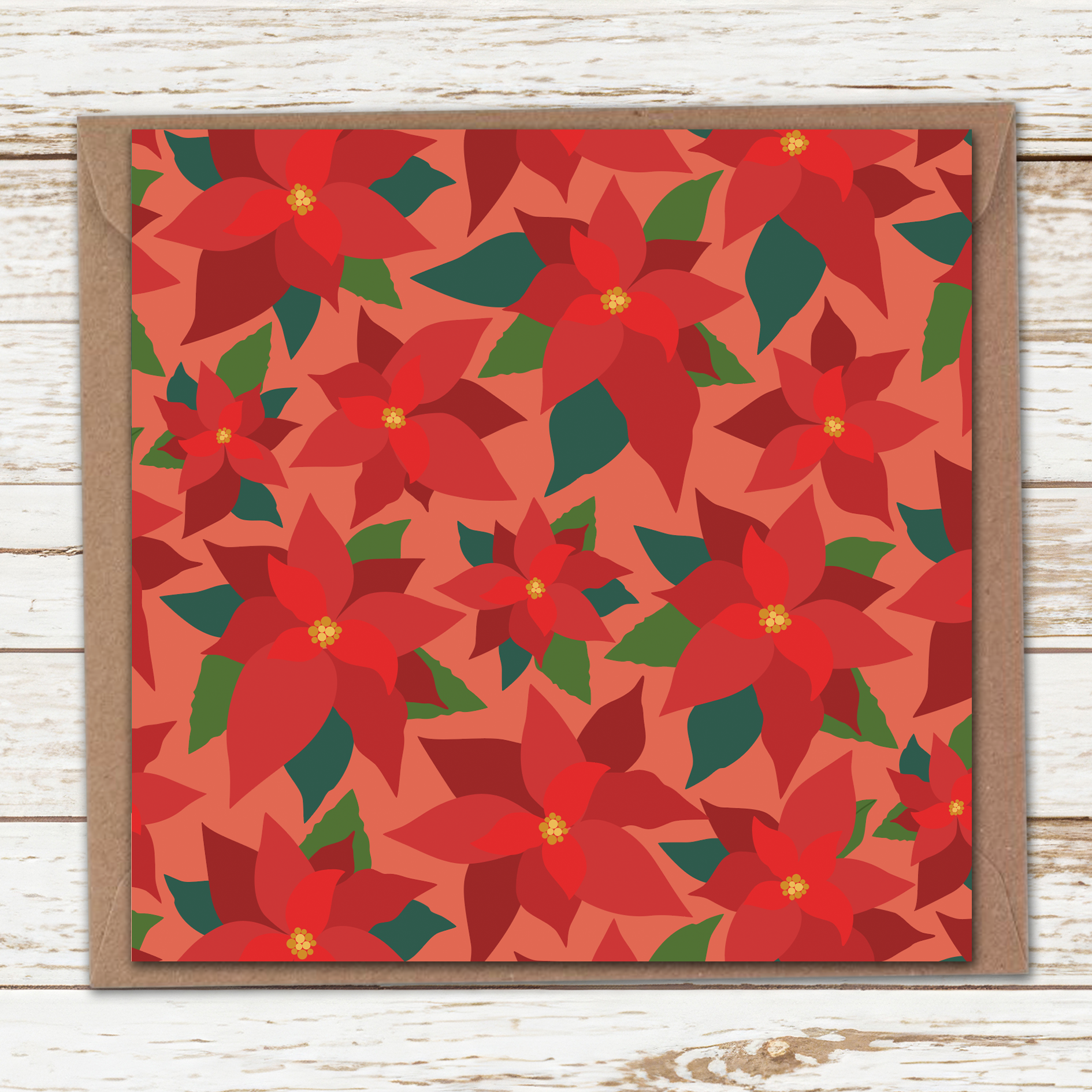 Poinsettia blossom card