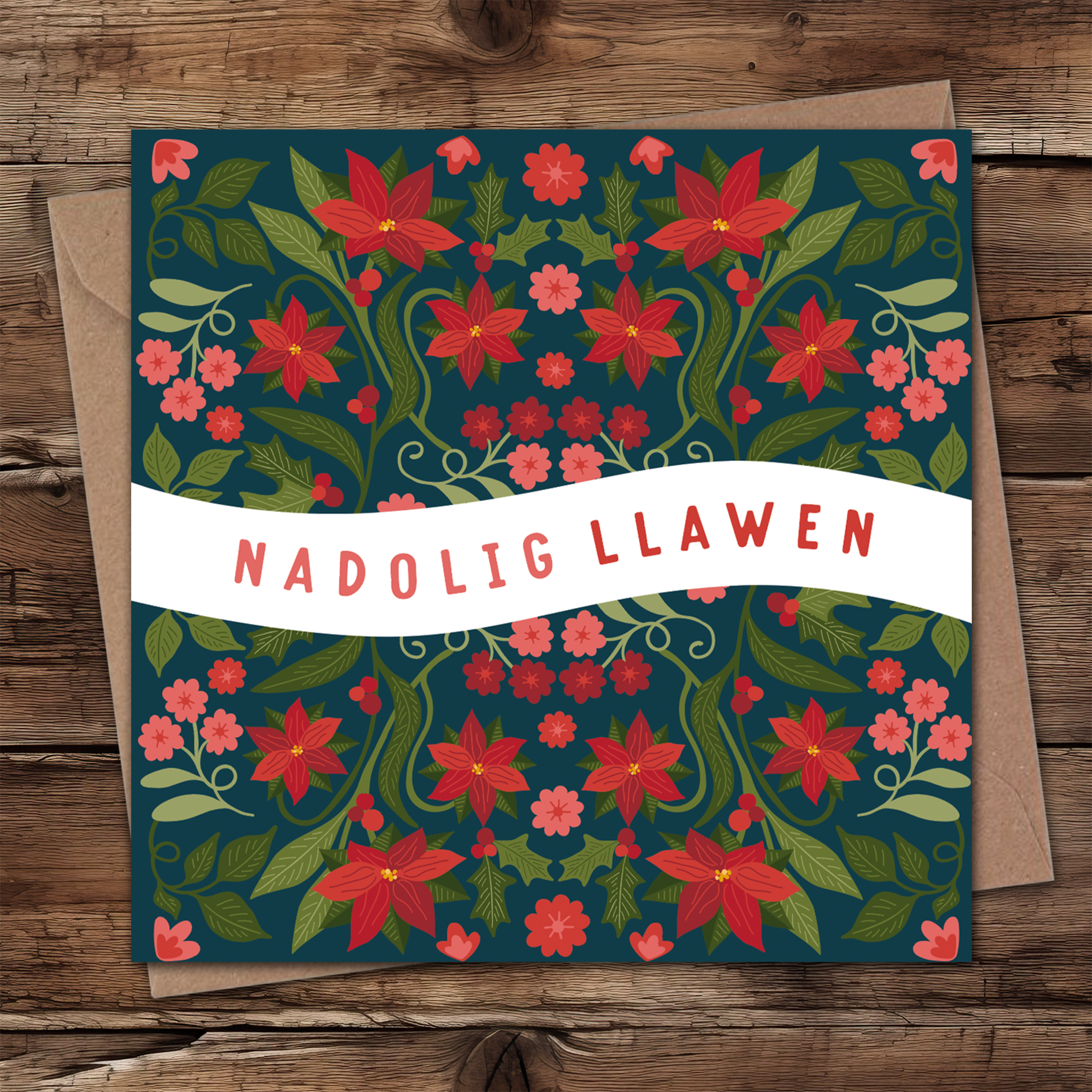 Christmas patch Welsh Christmas card
