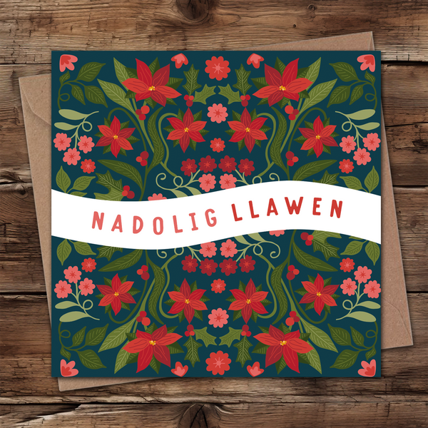 Christmas patch Welsh Christmas card