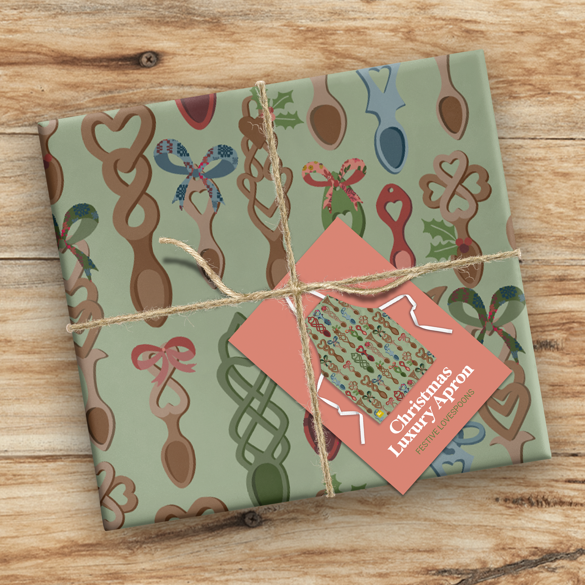 Festive Lovespoons Apron 100% Cotton Apron with adjustable D ring