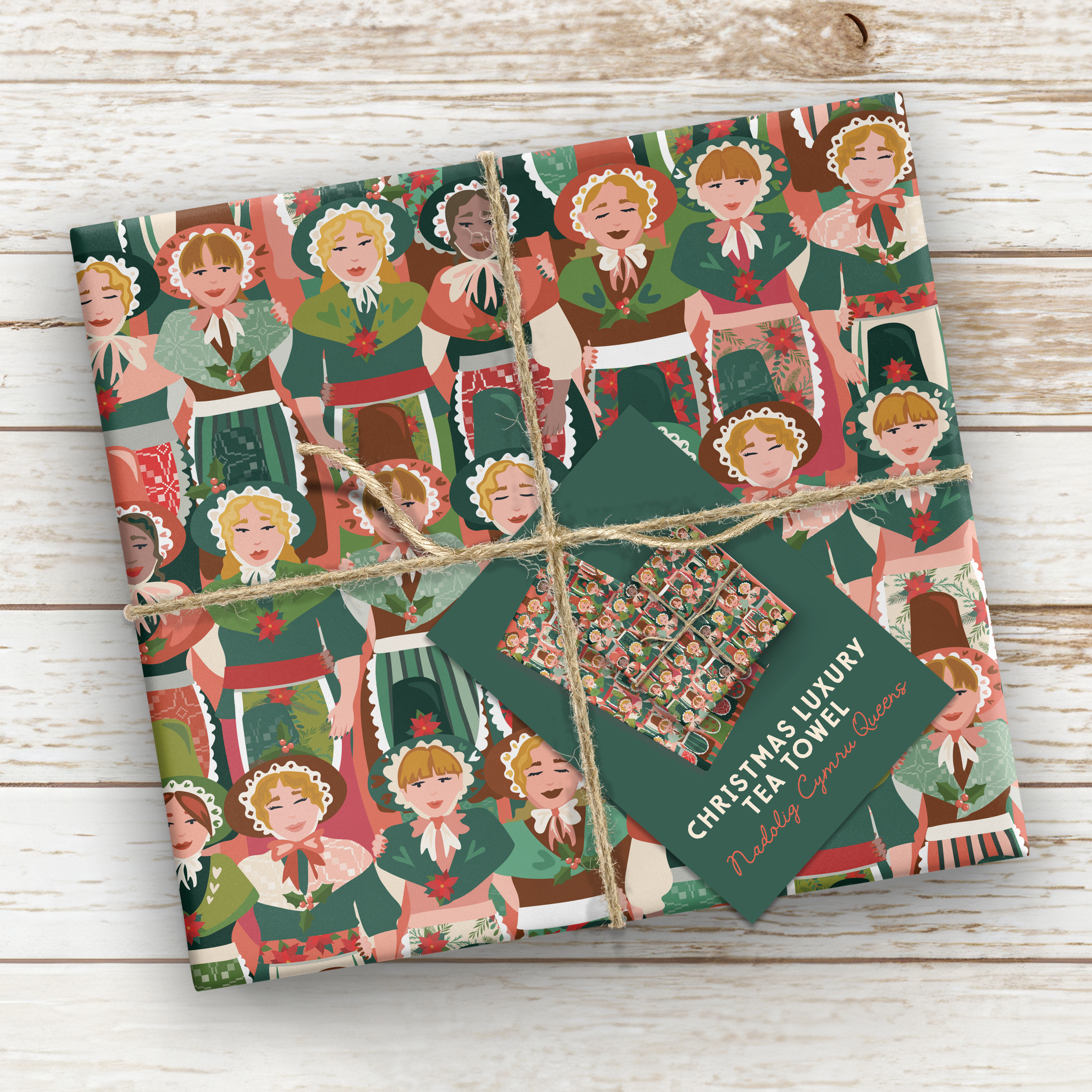 Nadolig cymru queens tea towels