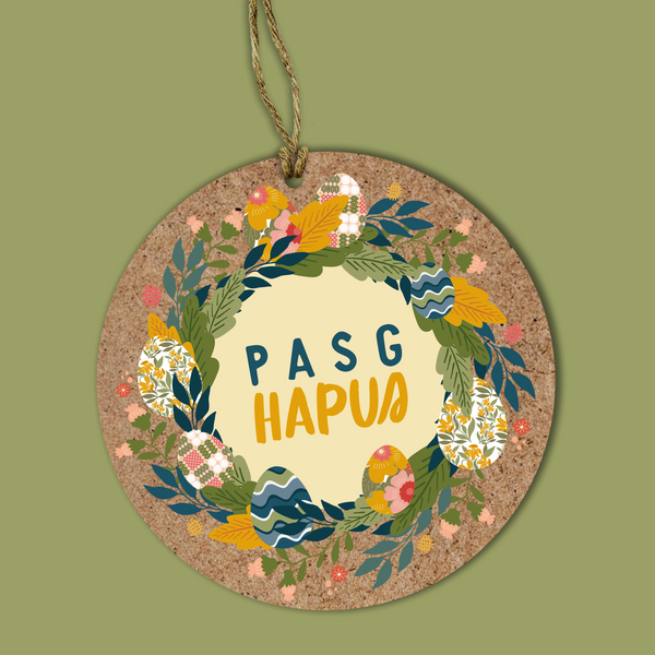 Pasg/Easter Wreath Wooden Decoration