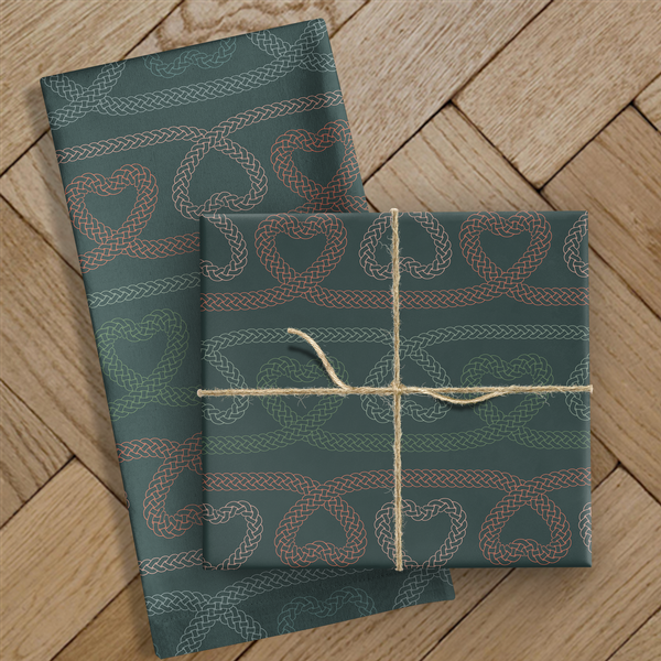 Celtic hearts tea towel