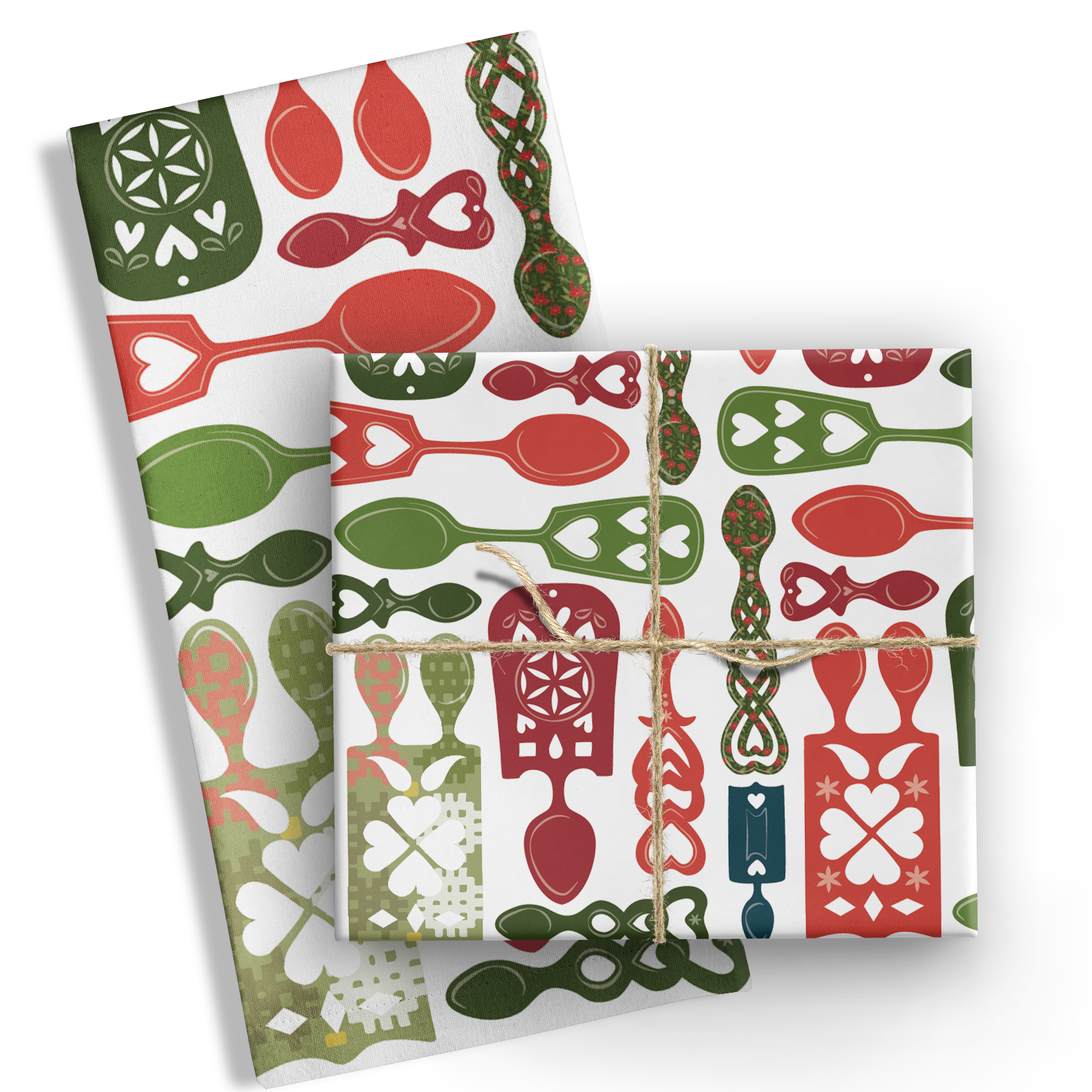 Christmas lovespoons Tea Towel