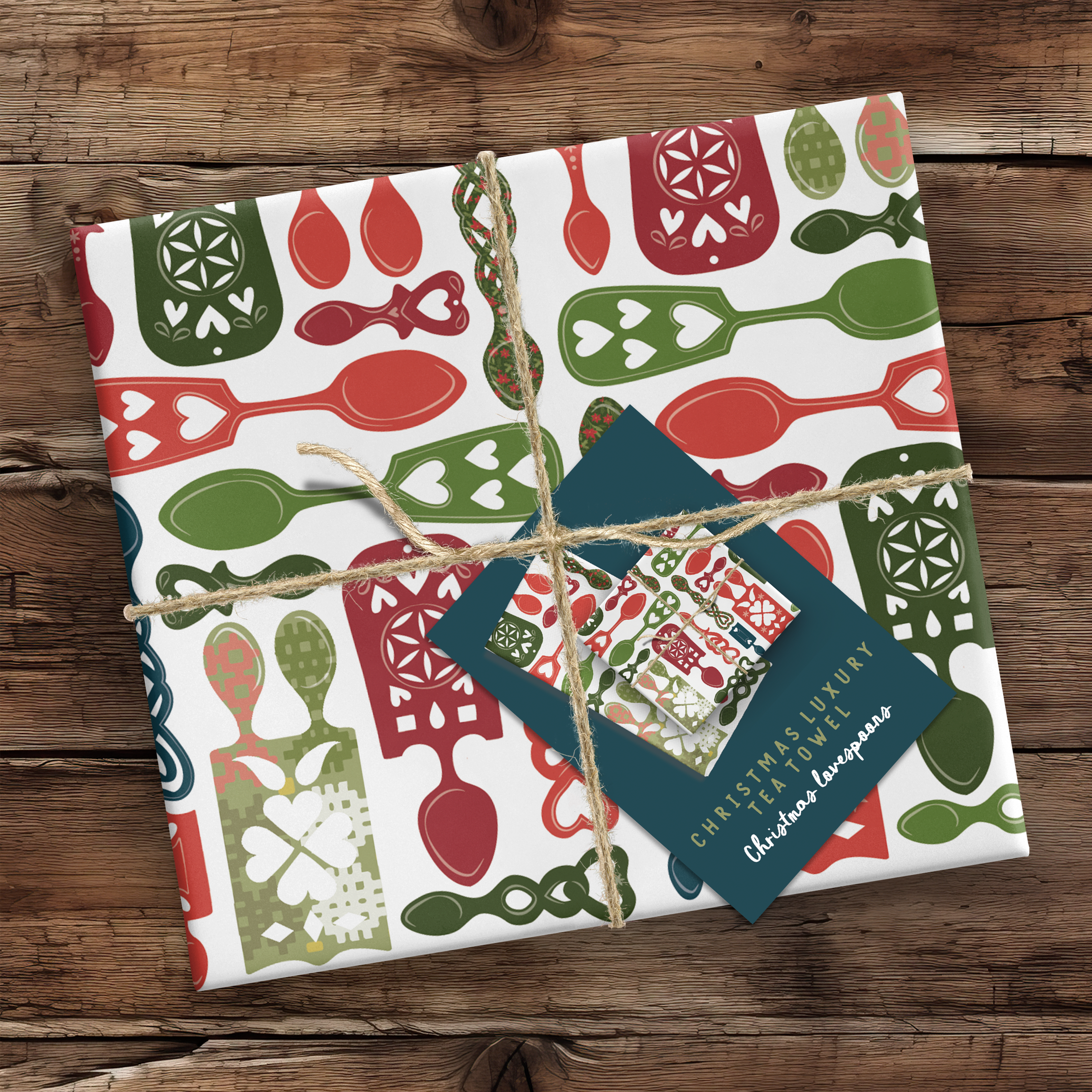 Christmas lovespoons Tea Towel