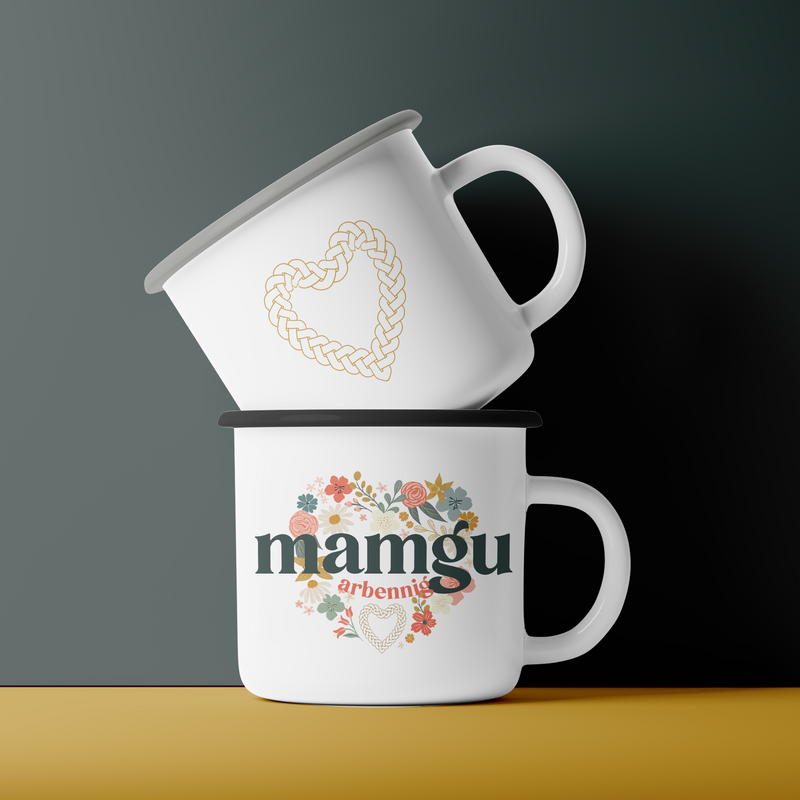 Mamgu celtic heart Mug / Enamel or ceramic