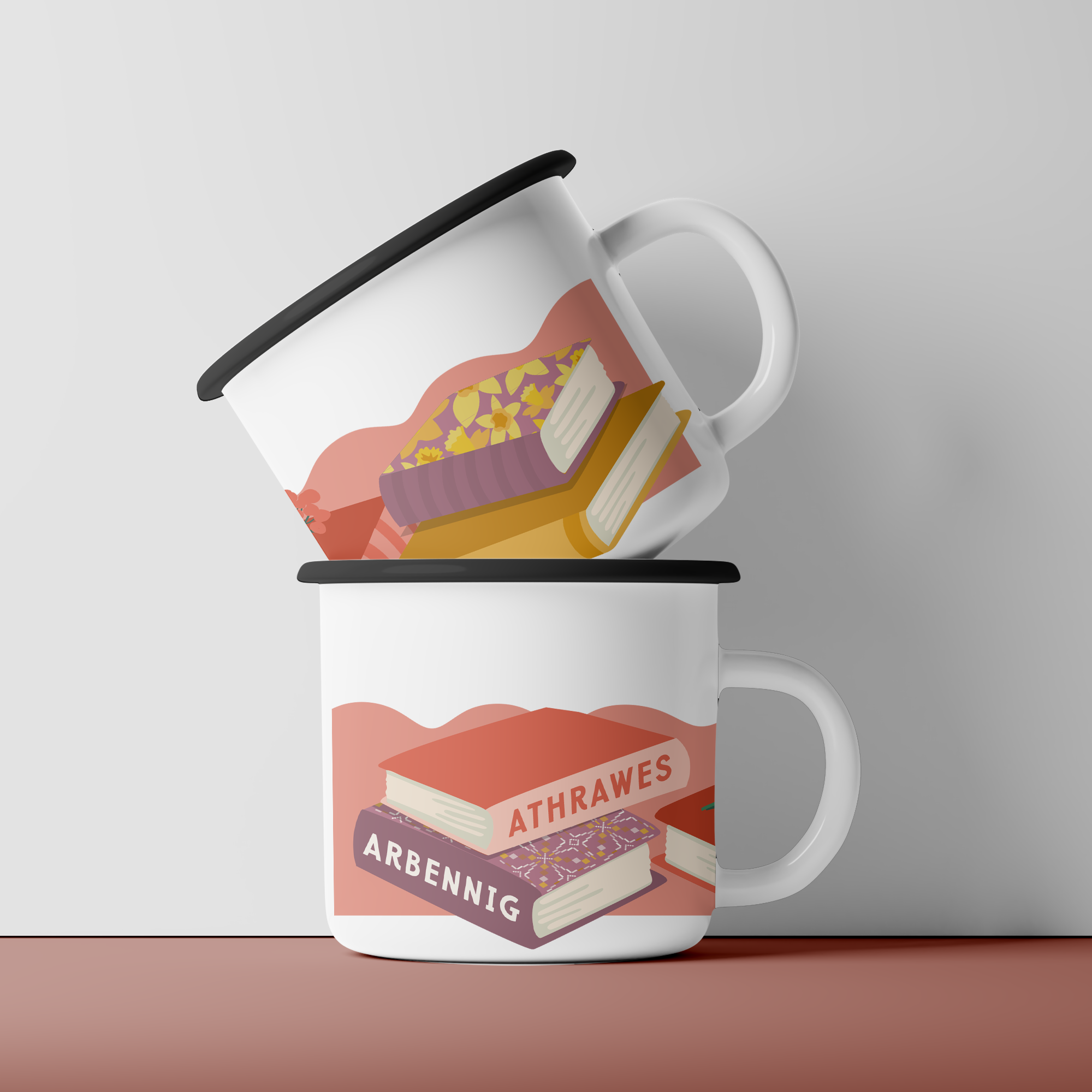 Book Stack purple mug