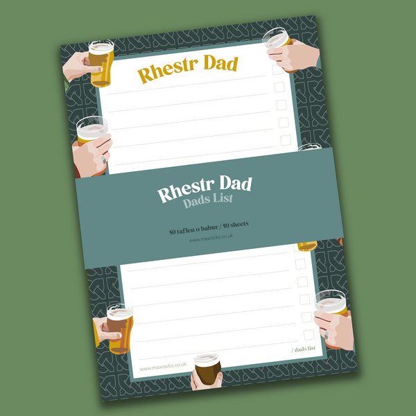 Rhestr dad / Dads List pints notepad