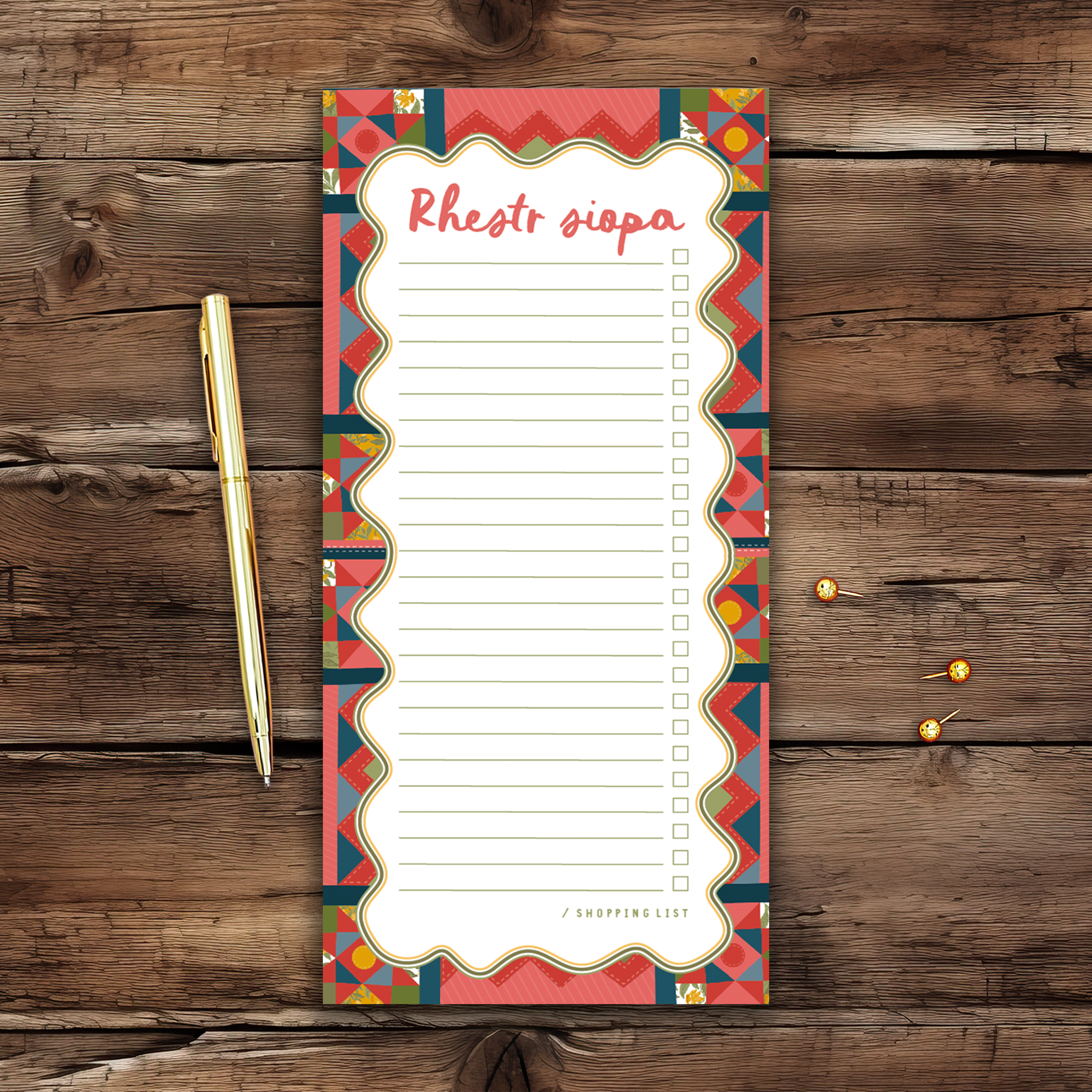 Magnetic Rhestr siopa / Shopping List / Welsh Quilt