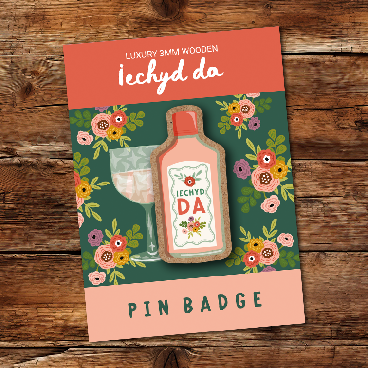 Iechyd Da Pink Pin badge