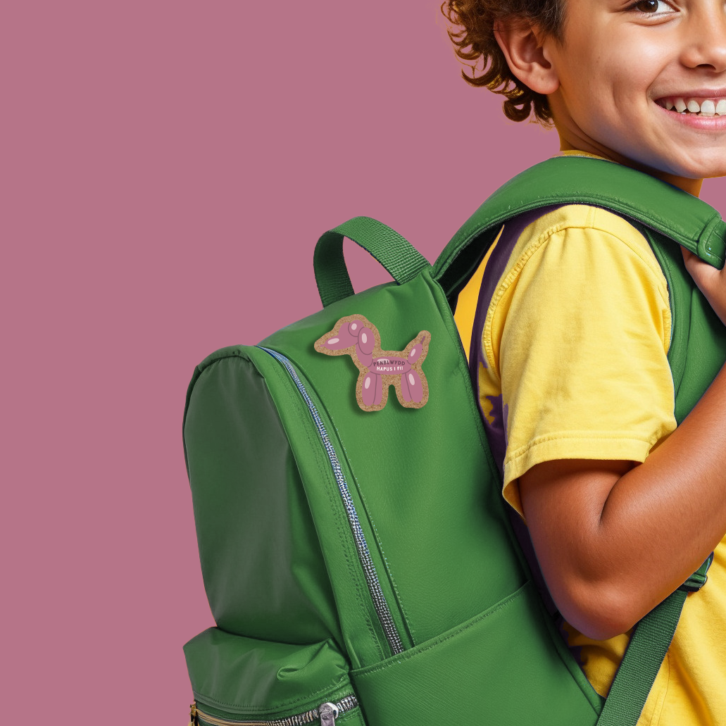 Purple balloon dog Birthday pin badge