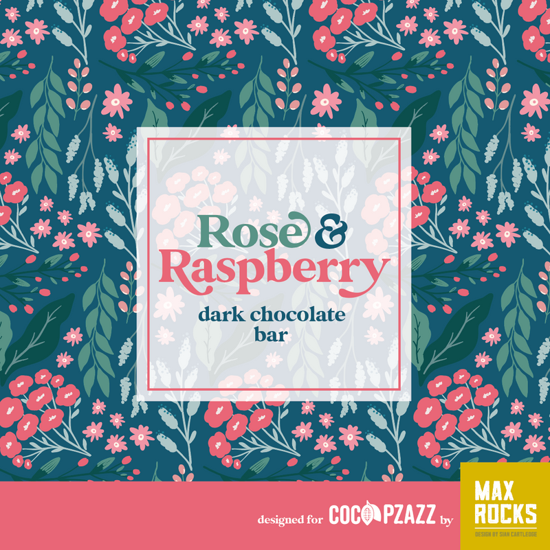 Rose and Raspberry Dark Chocolate bar / Welsh Florals