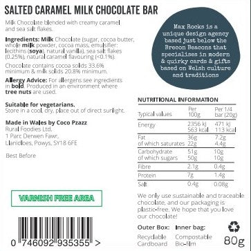 Salted Caramel Milk Chocolate bar / Welsh Ladies