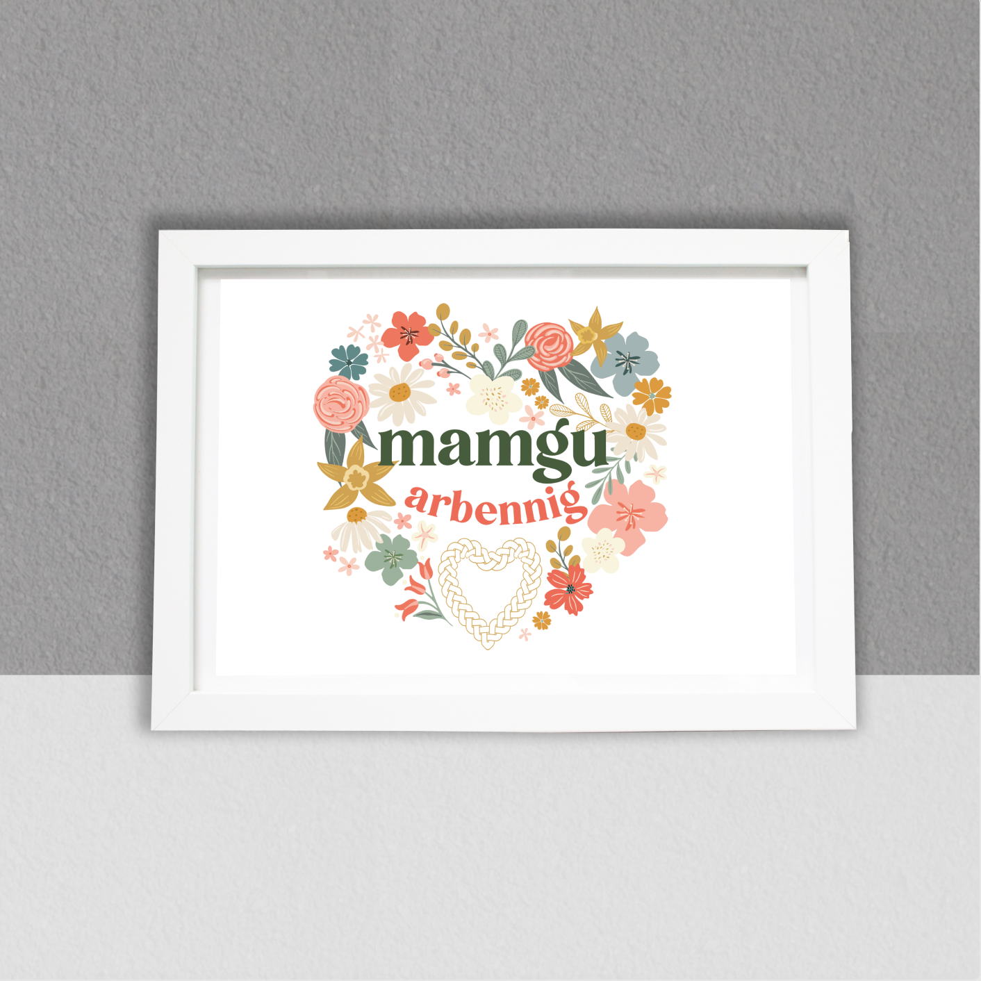 Mamgu Celtic hearts Wall Art A4 Print / Framed and Unframed