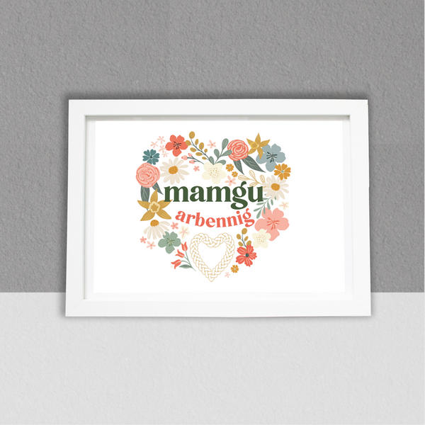 Mamgu Celtic hearts Wall Art A4 Print / Framed and Unframed