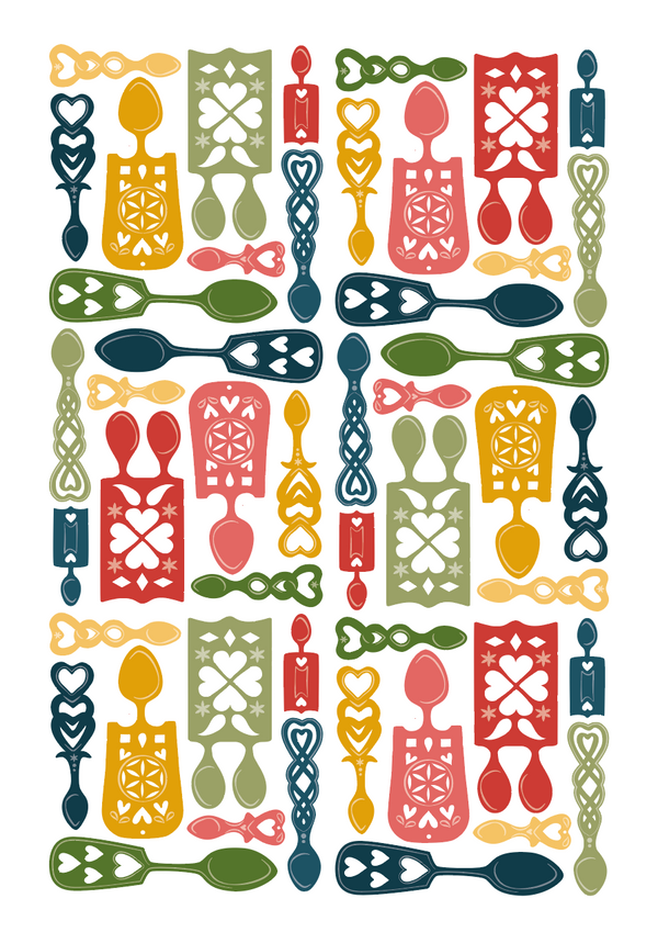 Welsh Lovespoons A4 Print / Framed and Unframed