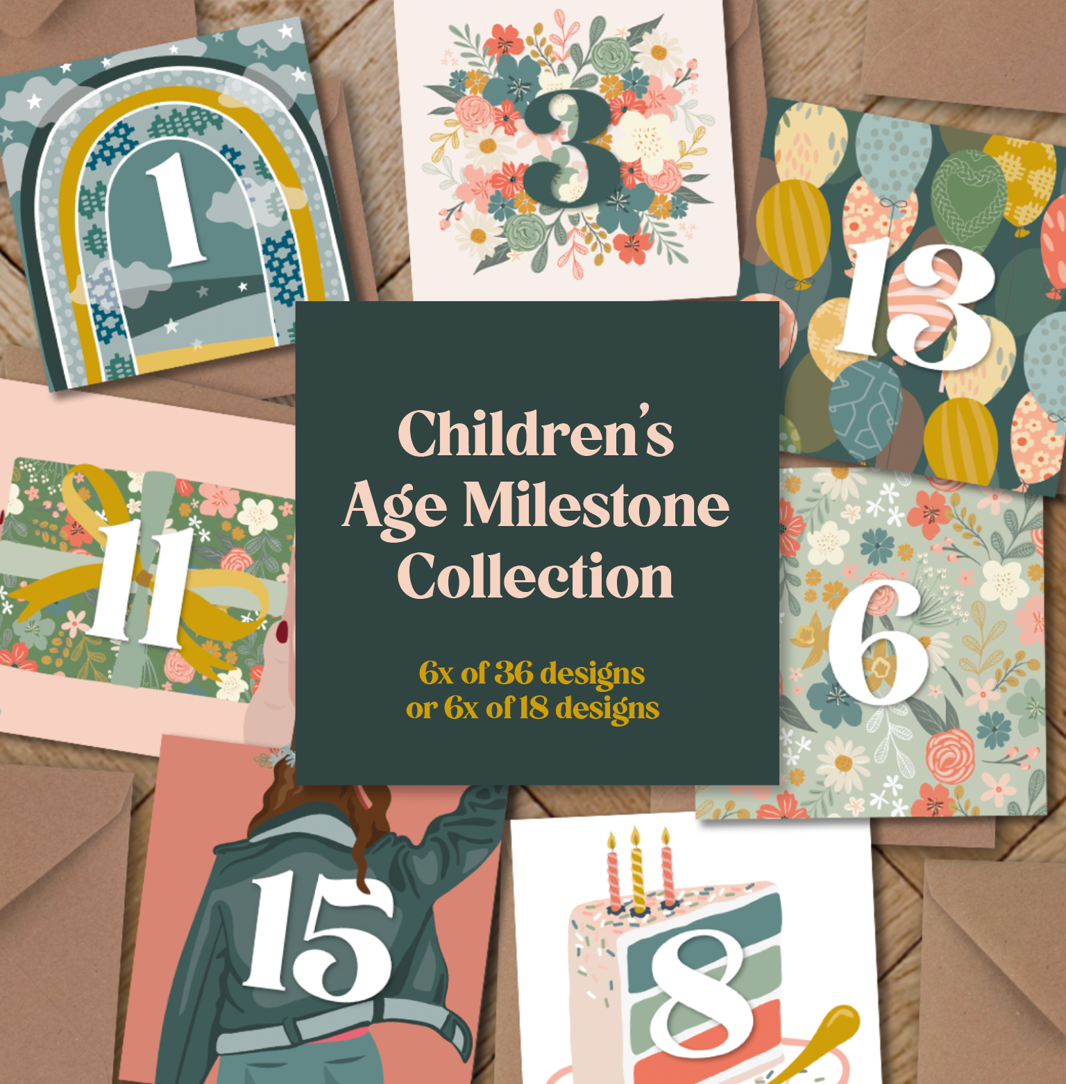 Halen y Mor Children's Age Milestone / Full Collection / 6x of each design
