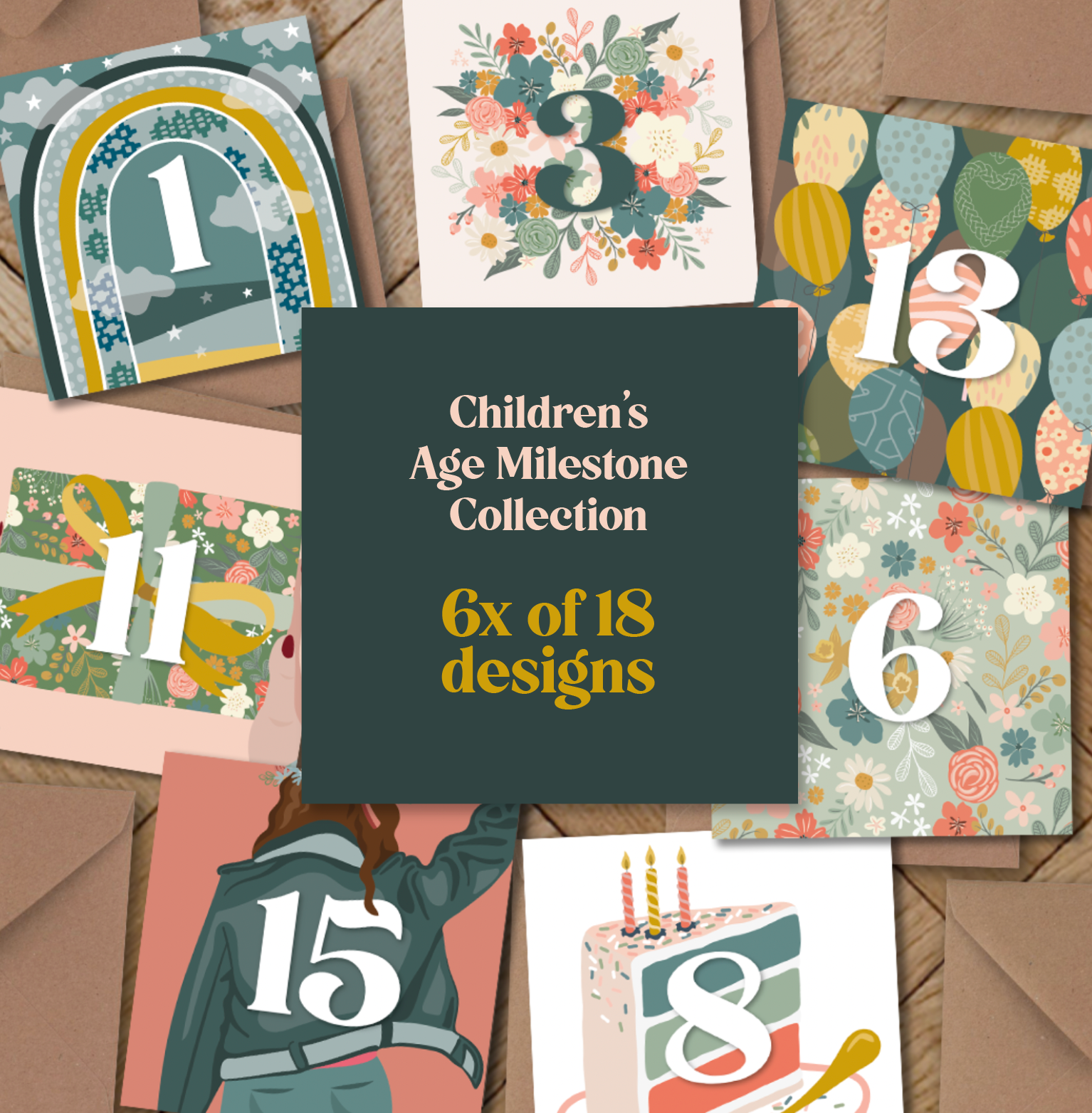 Halen y Mor Children's Age Milestone / Full Collection / 6x of each design