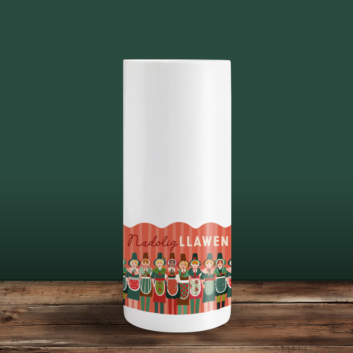 Nadolig cymru queens tall vase