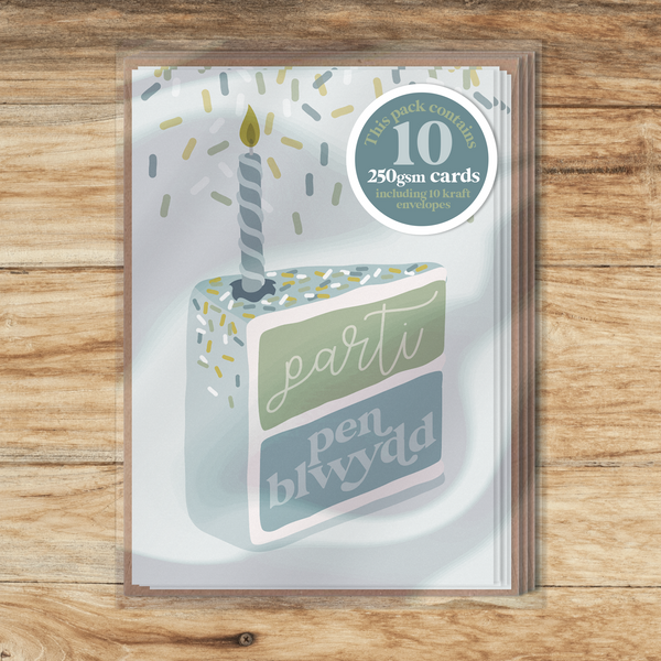 Blue Cake Slice Mini Card Pack