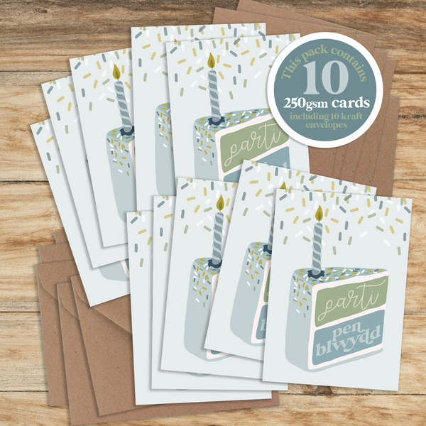 Blue Cake Slice Mini Card Pack
