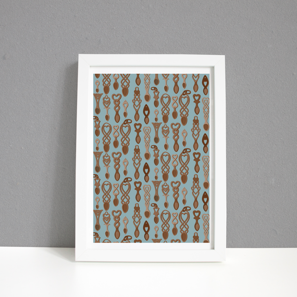 ALL THE LOVE-SPOONS A4 PRINT / FRAMED AND UNFRAMED