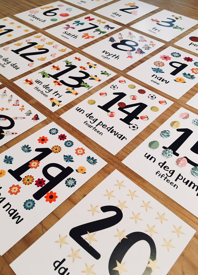 Welsh Alphabet, Numbers and Colours Flash Cards // Cardiau Fflach Yr Wyddor, Rhifau a Lliwiau