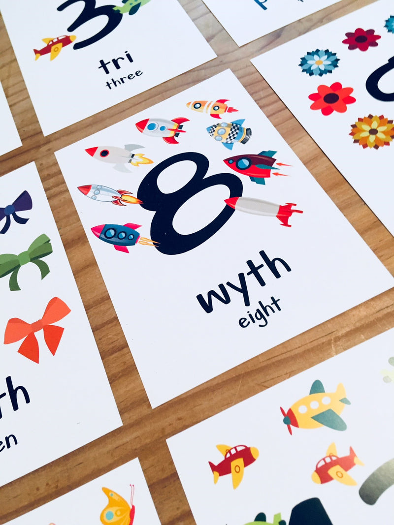 Welsh Alphabet, Numbers and Colours Flash Cards // Cardiau Fflach Yr Wyddor, Rhifau a Lliwiau