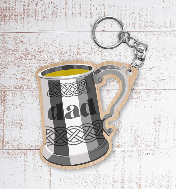 Dad tankard Painted Wooden Keyring