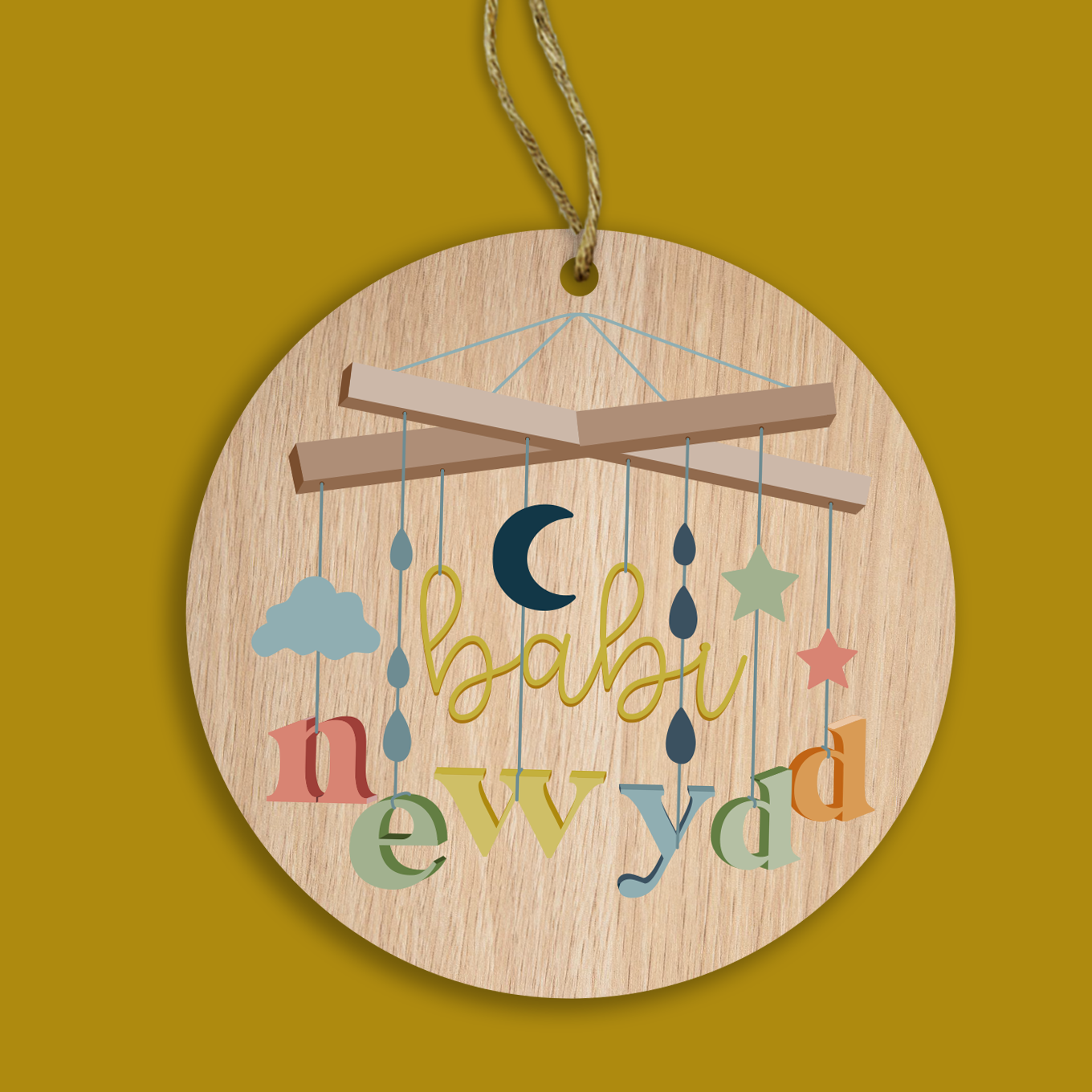Babi Newydd Painted Wooden Gift Decoration
